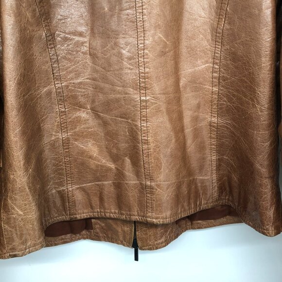 JOOP! Vintage European  warm Tan Brown Full Zip Leather Jacket - Picture 13 of 16